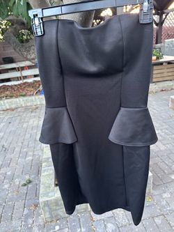 Strapless Black Peplum Pencil Dress Size M