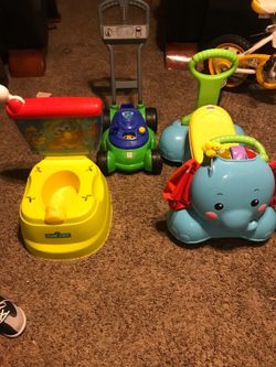 Fisher Price ride and sing along . Potty and bubble lawn mower