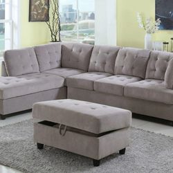 New Sectional + Storage Ottoman  — Left or Right Chaise — Delivery Only