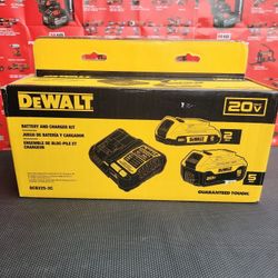 DEWALT 20V MAX LITHIUM-ION BATTERY KIT WITH 5.0 AH AND 2.0 AH BATTERY AND CHARGER INCLUDED 