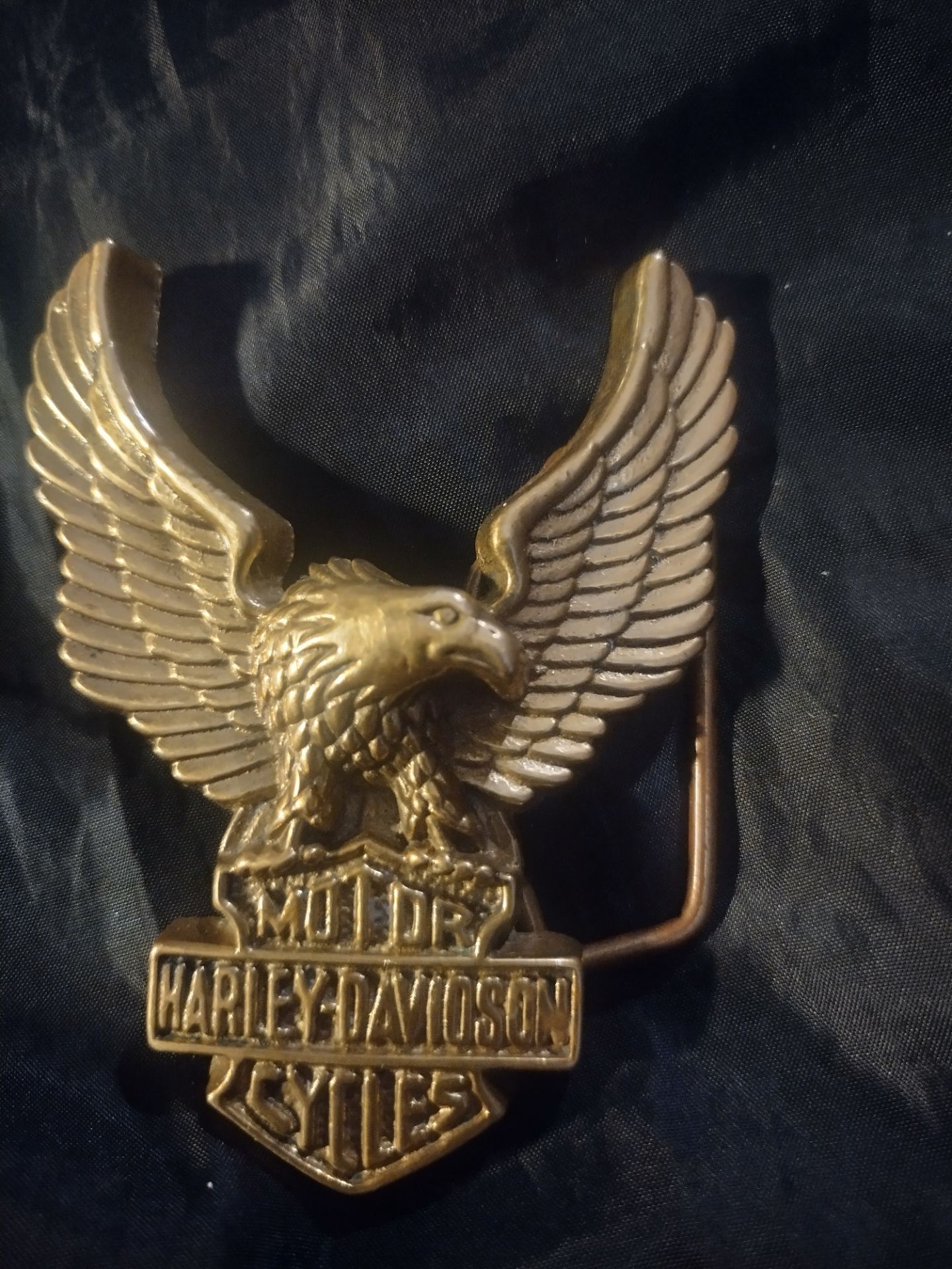 Vintage American Eagle Harley Davidson Solid Brass Belt Buckle 1979 Baron Buckle 6135 Collectible Rare