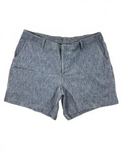 Lands' End Blue Gray Linen Blend Casual Summer Shorts Elastic Waist