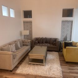 Elegant Contemporary Living Room Set 9 Pieces 