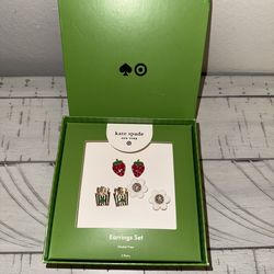 Kate Spade New York Target Earring Set Of 3 Fries, Flowers,  Strawberries