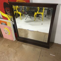 Large Mirror With Wood Frame