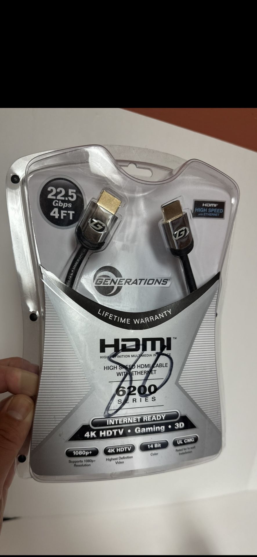 Generations HDMI High-Speed Cable w/ Ethernet 6200 Series -Brand New