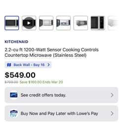 Kitchen Aid Microwave 24”