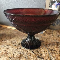 Cranberry Collectible Pedestal Bowl  