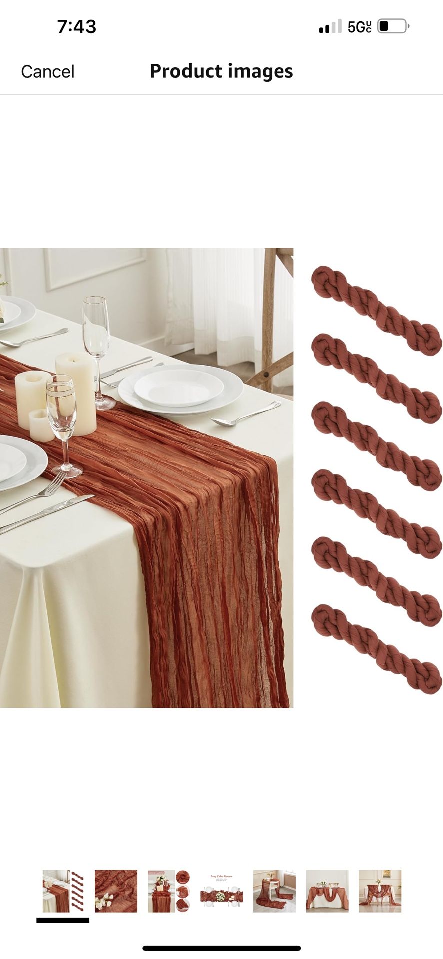 6PCS Fall Cheesecloth Table Runner - 13.3Ft Boho Gauze