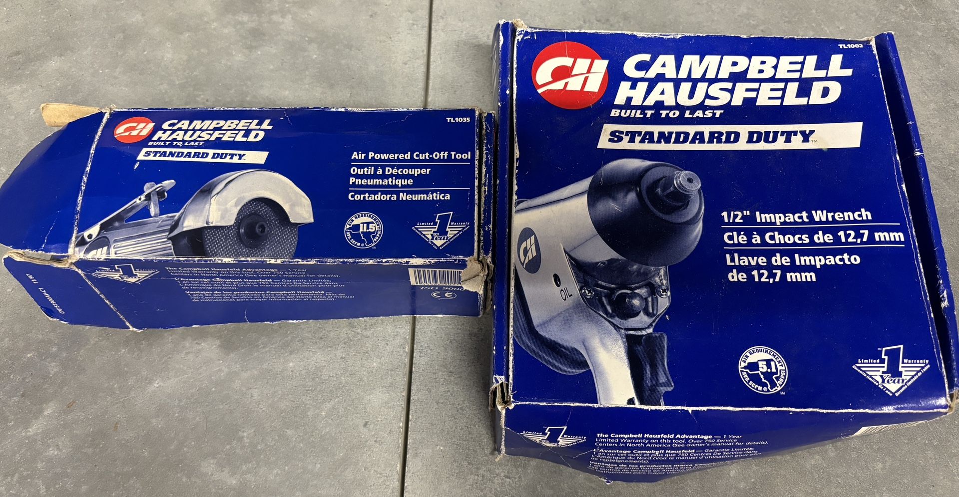 Set of Campbell Hausfeld air-powered tools