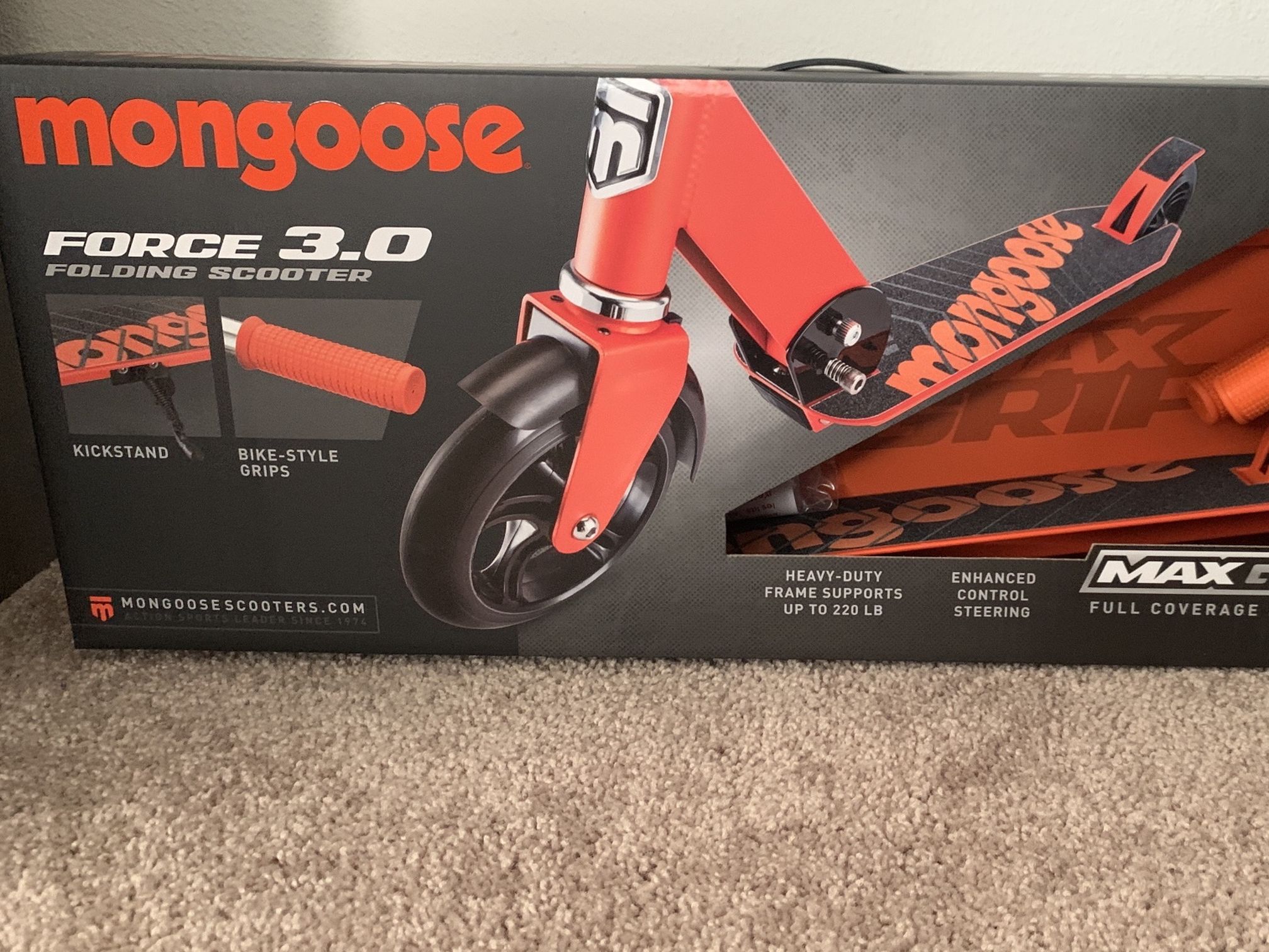 Mongoose Force 3.0 Folding Scooter Max Grip Heavy Duty - Orange