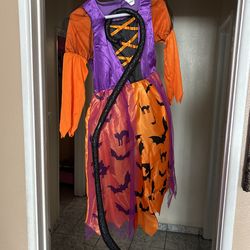 Light Up Orange Bat Girl's Witch Costume