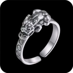 NEW Pixiu Feng Shui Protection Wealth Lucky Open Ring Buddhist Adjustable