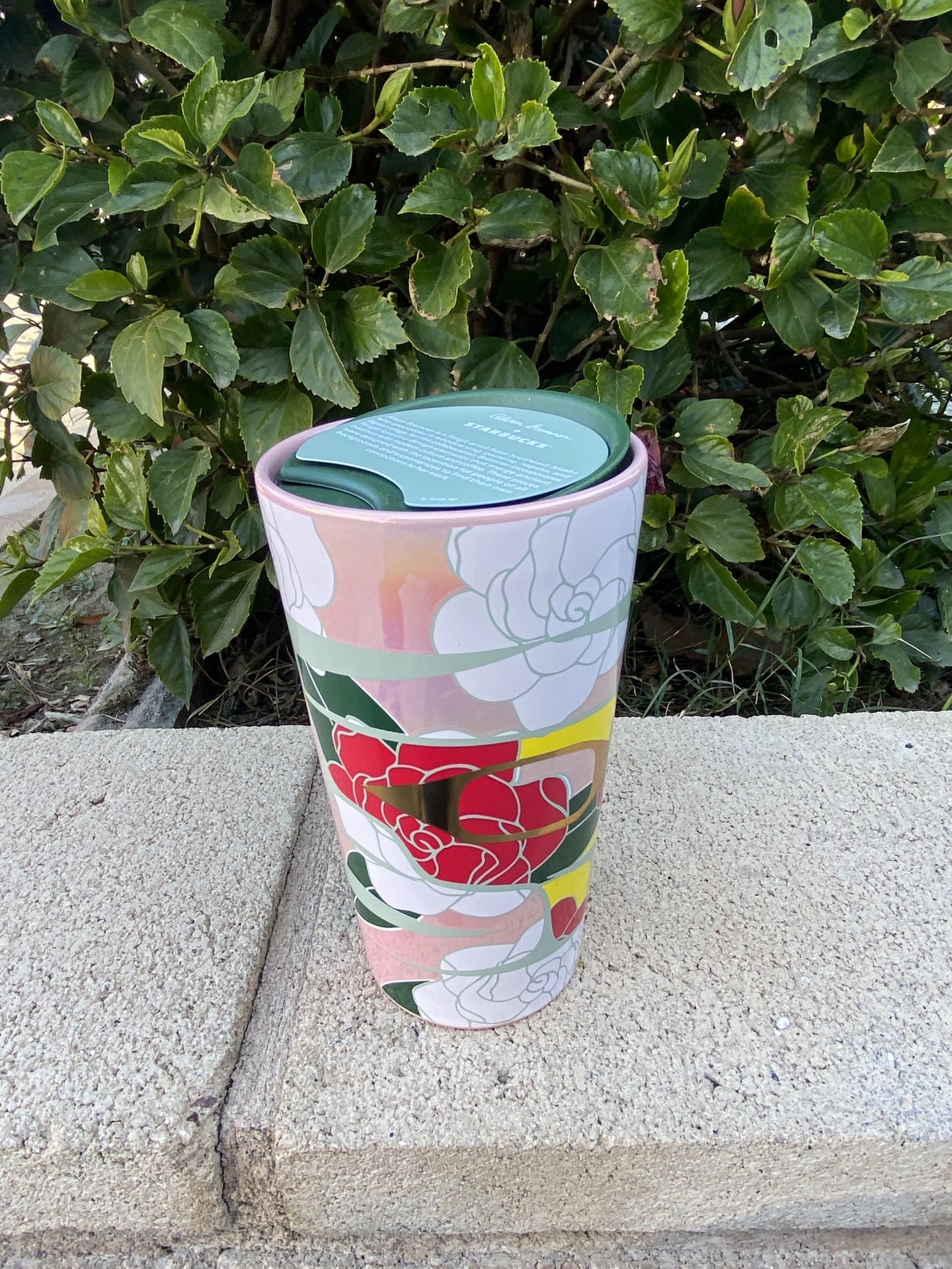 Starbucks Alison Bremner Pink Flowers Ceramic Coffee Travel Tumbler 12oz  for Sale in Ontario, CA - OfferUp