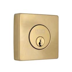 Home Decorators Collection Square Brushed Gold Single Cylinder Deadbolt Featuring Dual Keyway @HD-558
