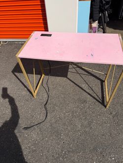 Pink Desk with Gold Metal Frame