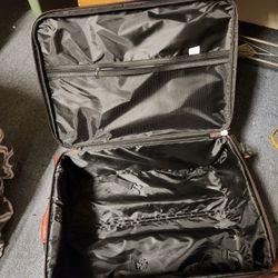 Brown Faux Leather Suitcase