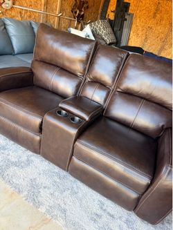 Arlo Glider Reclining Console Loveseat ORIGINAL LEATHER
