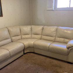 Cream Colored Leather Sofa