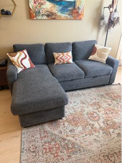 Pull Out Couch with Chaise Storage and Outlets