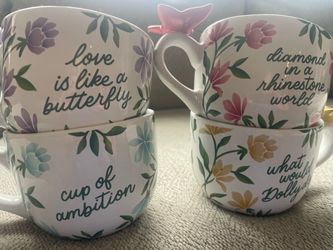 Dolly Parton Quote Ceramic Mugs Set of 4