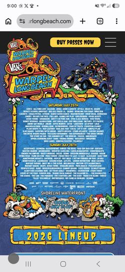 Vans Warped Tour 2 day GA