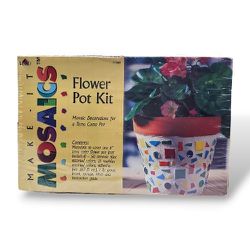 Vintage Make It Mosaics Flower Pot Kit NIB Sealed 2001 By Plaid