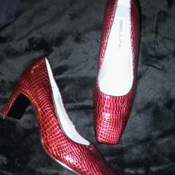 Size 11 Sharp Brick Red Leather Pumps