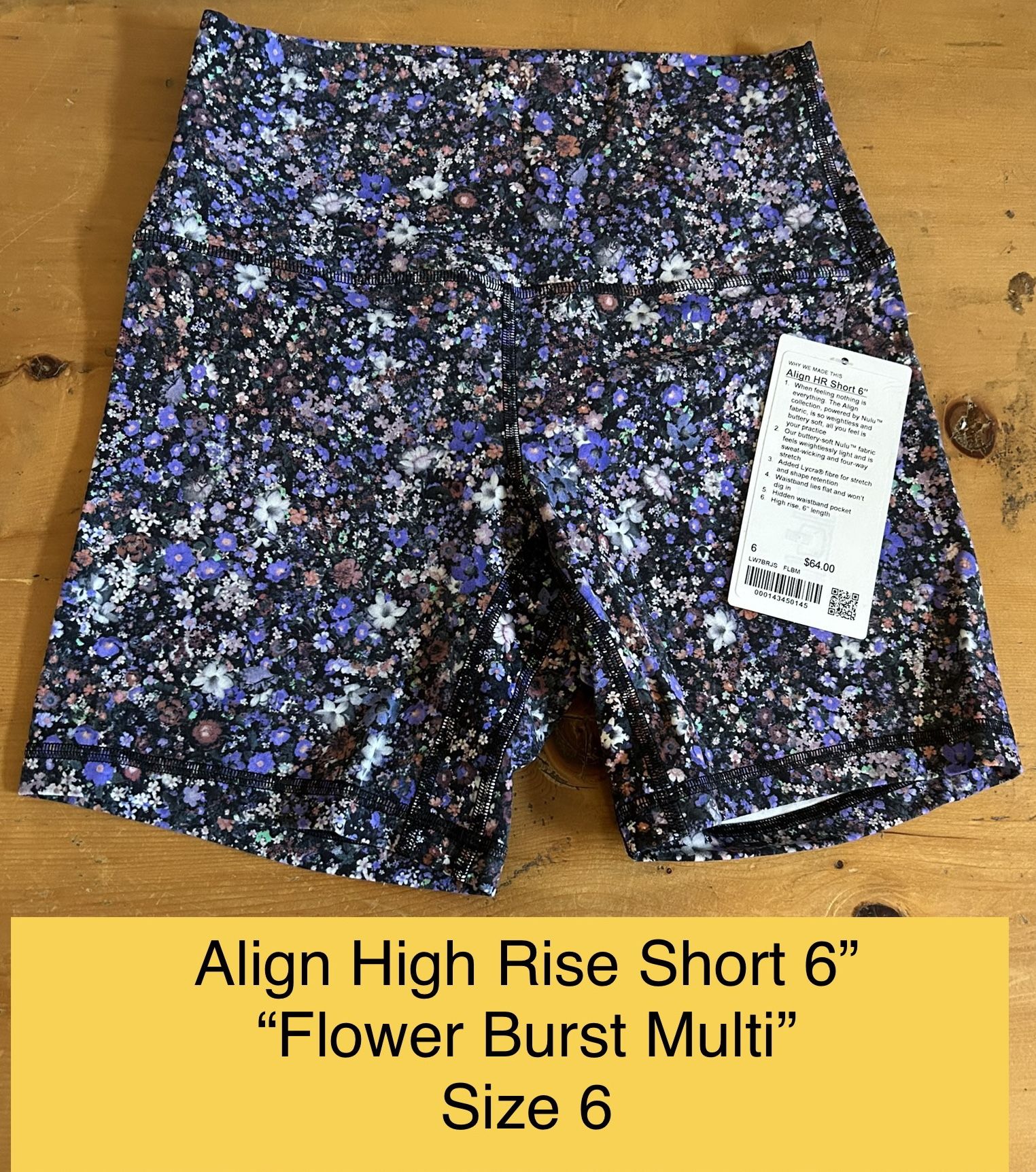 Lululemon Women’s Size 6 Flower Burst Multi Align High Rise 6” Short NWT