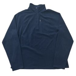LL Bean Sweatshirt Fleece Men’s L Blue Half Zip Pocket Sweater Outdoor RN71341