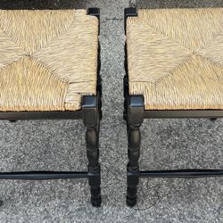 Wood And Wicker Stools