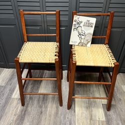 2 - Cane Chairs With Handbook In