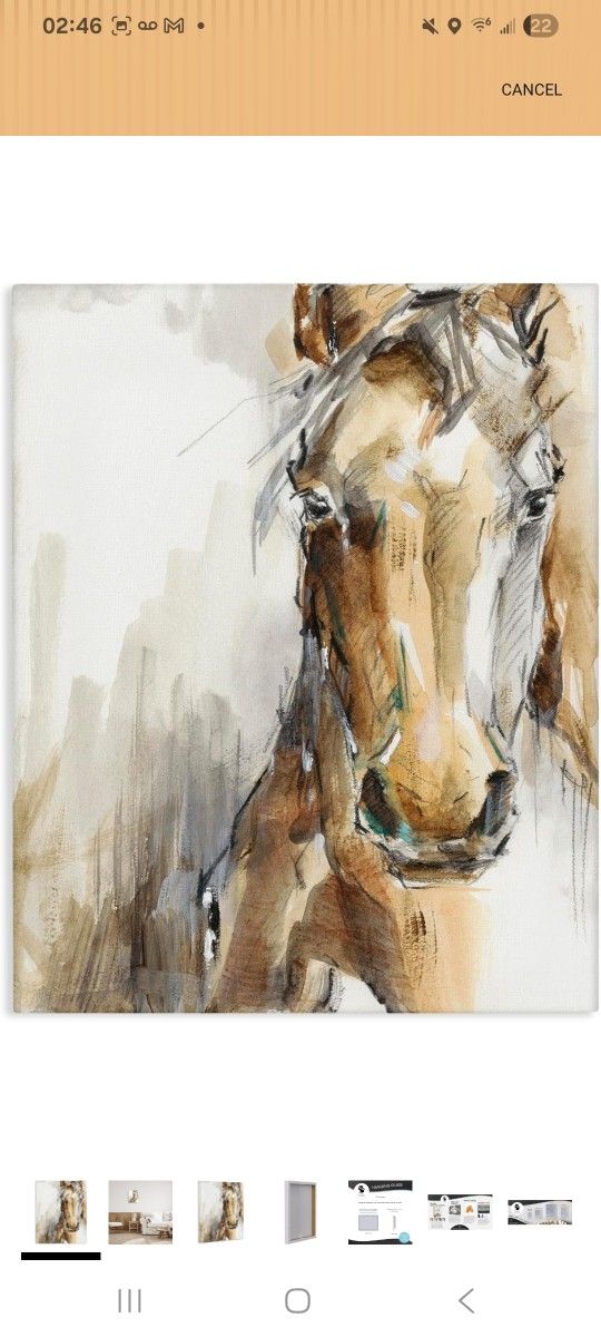 16 x 20, Canvas Wall Art Abstract Brown Horse Portrait