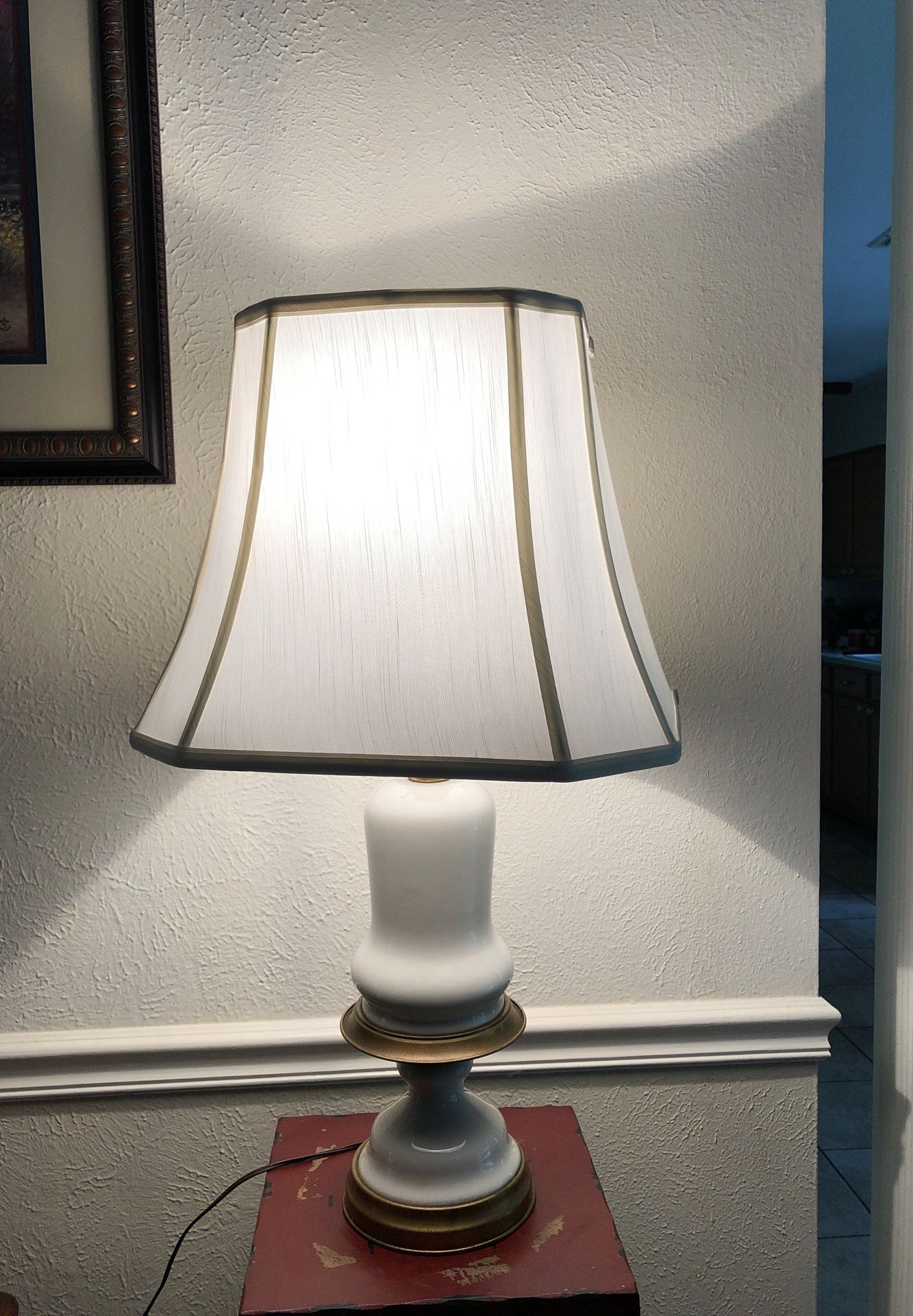 Brass and Porcelain lamp white