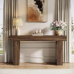 63-Inch Long Console Table, MDF Wood Grain Rectangular Sofa Table Behind The Couch, Farmhouse Entryway Table for Entrance, Hallway, Living Room (Rusti
