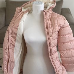 Girls Light Pink Snow Jacket With Rose Gold Accent 