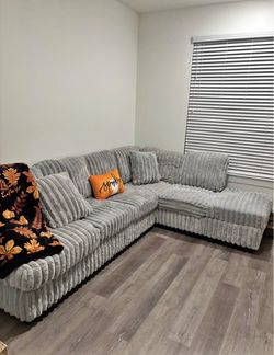 Gray Corduroy Sectional Sofa Free Delivery!