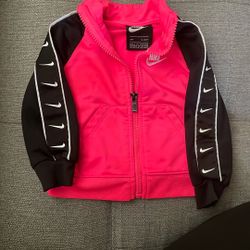 Nike Hot Pink Jacket Full Zip Athletic Fleece Lining Girls Size 12m