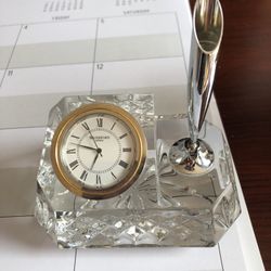 Waterford Desk Clock/ Pen Holder
