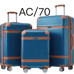 Hardshell Luggage Sets 3 Piece Double Spinner 8 Wheels Suitcase With TSA Lock Lightweight