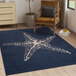 8/10 Outdoor Indoor Blue Beige Starfish Rug Carpet 