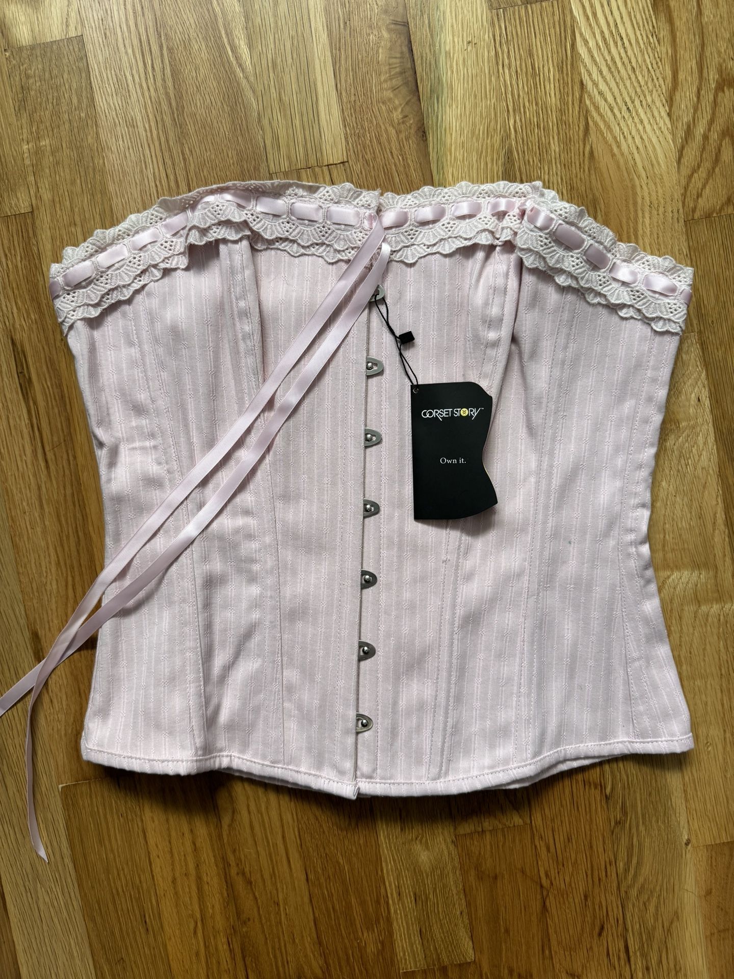 Corset Story — Pink Lace Trim Corset