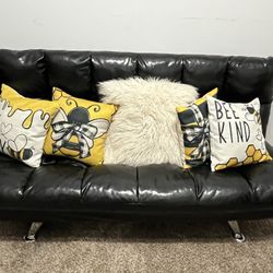 Faux Leather Queen Futon