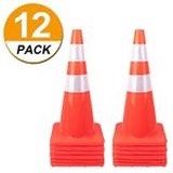 28" Traffic Cones PVC Safety Road Parking Cones Weighted Hazard Cones Construction Cones for Traffic Fluorescent Orange w/4" w/6" Reflective Strips Co