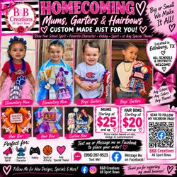 Homecoming kids garters, mums and hair now’s