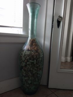 46 Inch Vase With Wine Corks From All Over