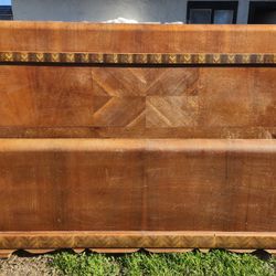 Solid Wood Art Deco Retro Vintage Headboard Footboard Bed