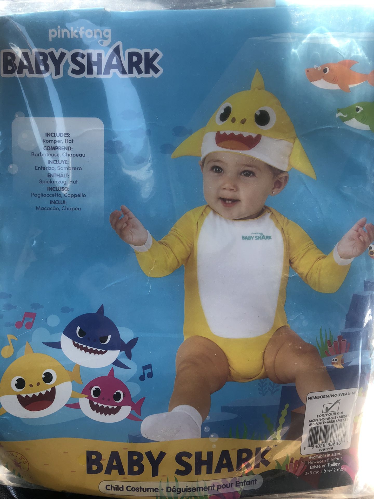 Baby shark costume (0-6m)