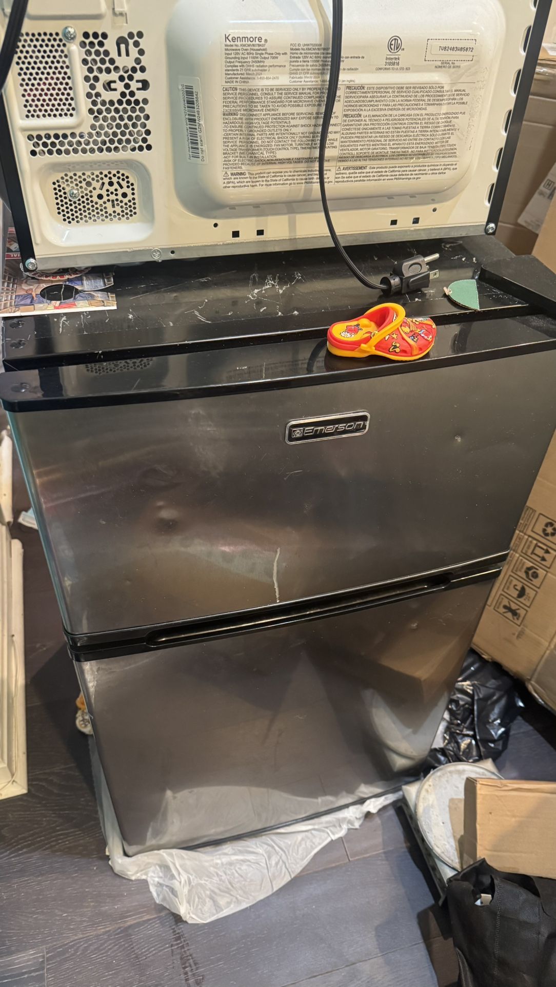 mini fridge and microwave