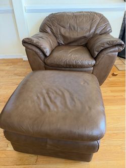 Leather chair with foot rest